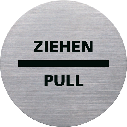 helit Piktogramm "the badge" ZIEHEN/PULL, rund, silber