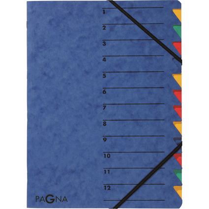 PAGNA trieur "EASY", A4, carton, 12 compartients, bleu