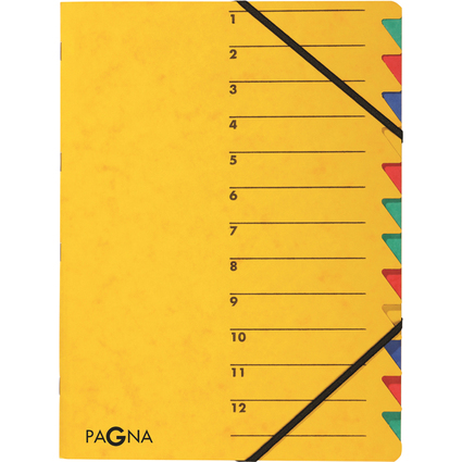 PAGNA trieur "EASY", A4, carton, 12 compartiments, jaune