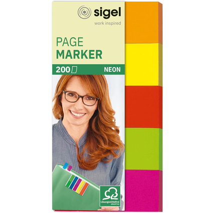 sigel Marque-page repositionnable Fluo, 50 x 20 mm