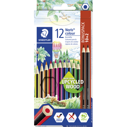 STAEDTLER Crayon de couleur Noris Colour, tui carton 10+2