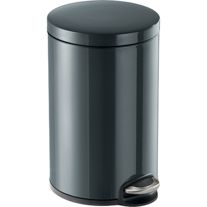 DURABLE Poubelle  pdale mtal, rond, 12 litres, noir