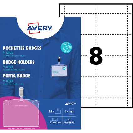 AVERY Porte-badge  pince, 90 x 60 mm