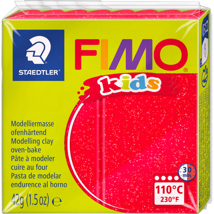 FIMO kids Pte  modeler,  cuire, 42 g, rouge paillette