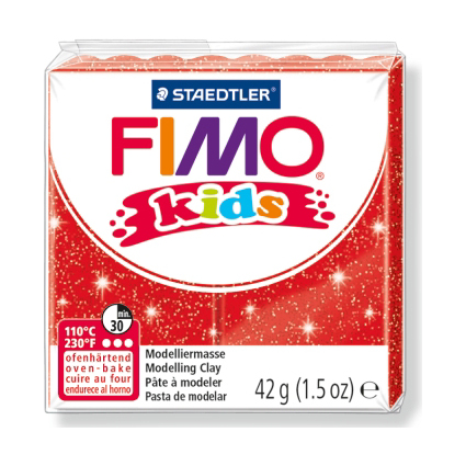 FIMO kids Pte  modeler,  cuire, 42 g, rouge paillette