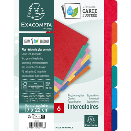 EXACOMPTA Intercalaires en carton, 170 x 220 mm, 6 positions