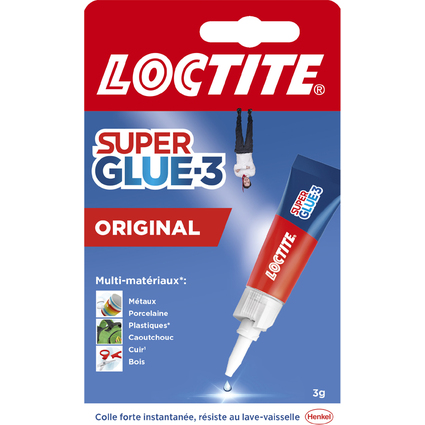 LOCTITE Colle instantane SUPER GLUE-3 Original, tube de 3 g