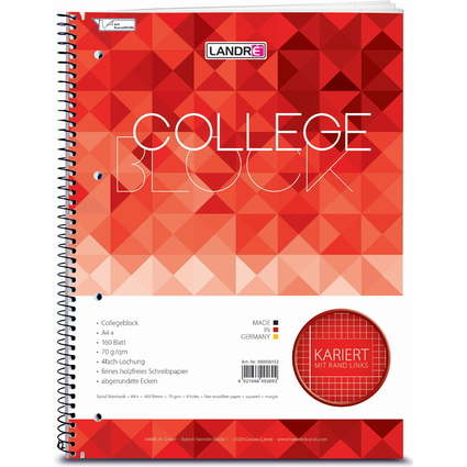 LANDR collegeblock "college" A4, quadrill, 320 pages