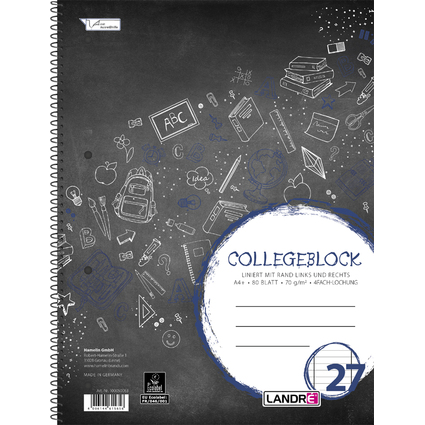 LANDR Cahier  spirale "college", format A4, lign, 160 p.