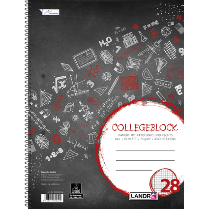 LANDR Cahier  spirale "college", A4, quadrill, 160 pages