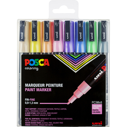 POSCA Marqueur  pigment PC-3M, tui de 8, pastel