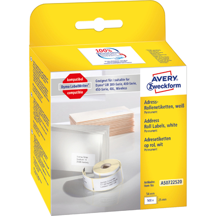 AVERY Zweckform Etiquettes en rouleau, 54 x 25 mm, blanc