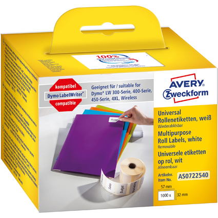 AVERY Zweckform Etiquettes en rouleau, 57 x 32 mm, blanc