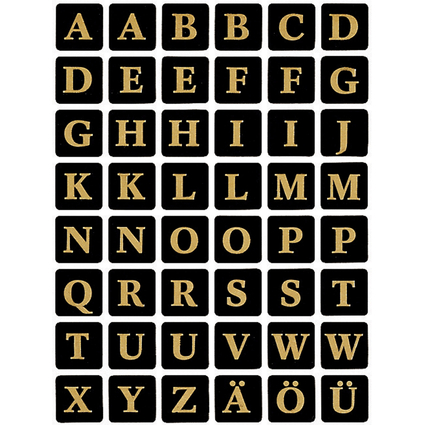 HERMA stickers alphabetique A-Z, film marqu, noir/or