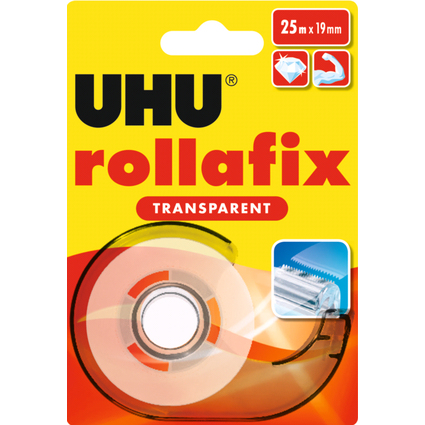 UHU Ruban adhsif rollafix avec dvidoir, transparent