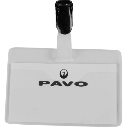 pavo Porte-badge, avec clip, 60 x 90 mm, transparent