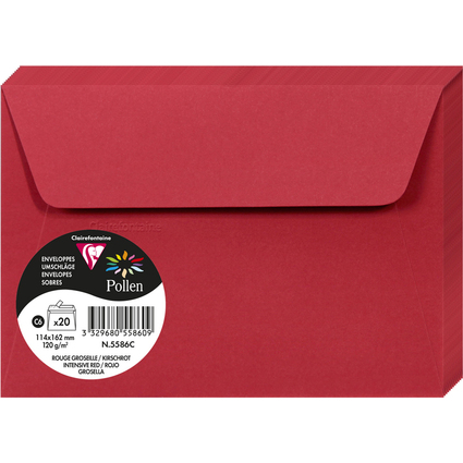 Pollen by Clairefontaine Enveloppes C6, rouge groseille