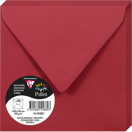 Pollen by Clairefontaine Enveloppes 140 mm, rouge groseille