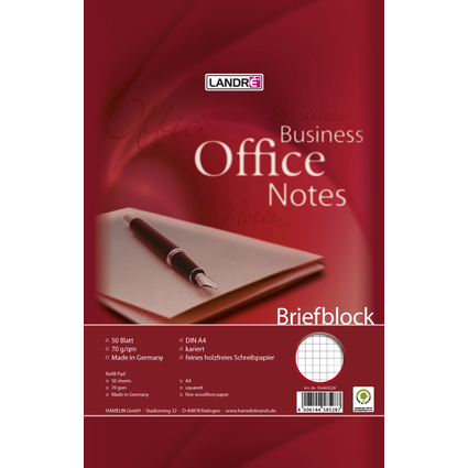 LANDR Bloc de correspondance "Business Office notes" A4,