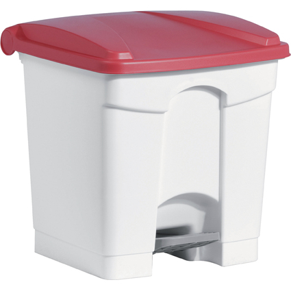helit Poubelle  pdale "the step", 30 litres, blanc/rouge
