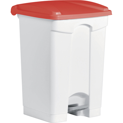 helit Poubelle  pdale "the step", 45 litres, blanc/rouge
