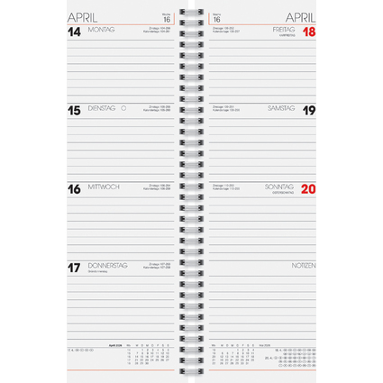 Glocken Tischkalender "Vormerkkalender", 2026, rot