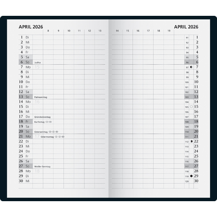Glocken Taschenkalender "Monatssichtkalender", 2026, schwarz