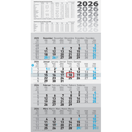 Glocken Calendrier mural "4 mois", 2026, gris