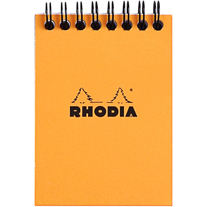 RHODIA Bloc spiral No. 11, format A7, quadrill 5x5, orange