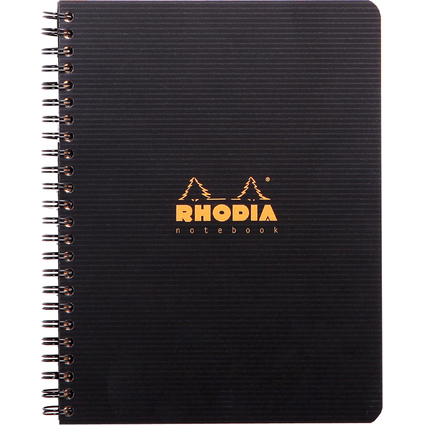 RHODIA Cahier  spirale "Note Book", A5, lign, noir