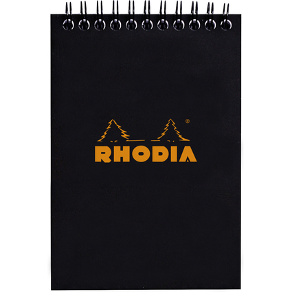 RHODIA Bloc spiral No. 13, format A6, quadrill 5x5, noir