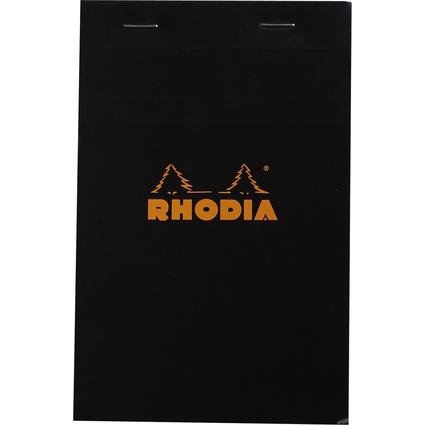 RHODIA Bloc agraf No. 14, 110 x 170, quadrill 5x5, noir