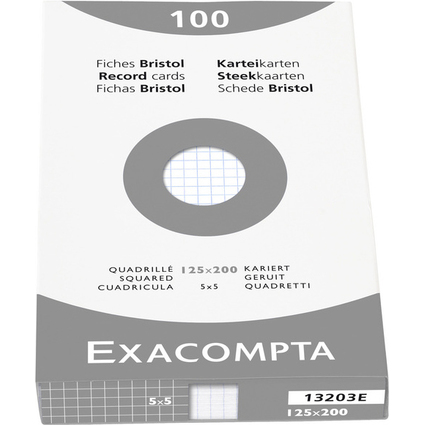 EXACOMPTA Fiches bristol, 125 x 200 mm, quadrill, blanc