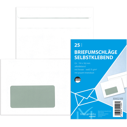 MAILmedia Briefumschlag Offset wei, C6, mit Fenster