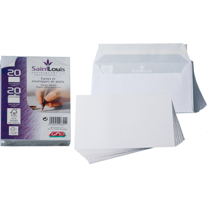 GPV Kit de 20 cartes et 20 enveloppes Saint Louis, blanc