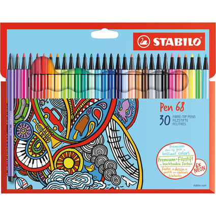 STABILO Feutre Pen 68, tui en carton de 30