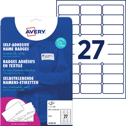 AVERY Zweckform Etiquette pour badge, 63,5 x 29,6 mm, blanc