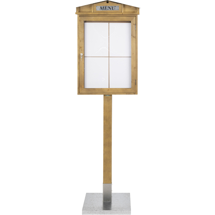 Securit Vitrine d'affichage LED RUSTIC, 4 x A4, acajou