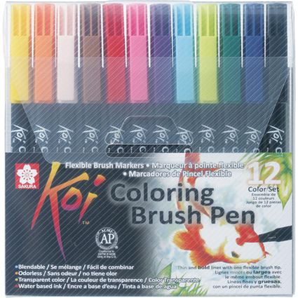 SAKURA Stylo pinceau Koi Coloring Brush, tui de 12