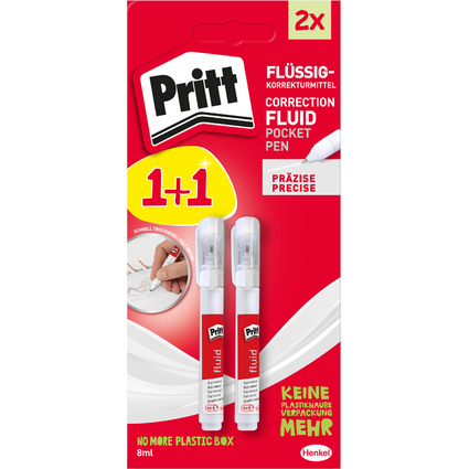 Pritt stylo correcteur Pocket Pen Fluid, carte blister de 2