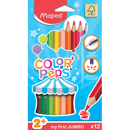 Maped my first Crayons de couleur COLOR'PEPS JUMBO, tui 12