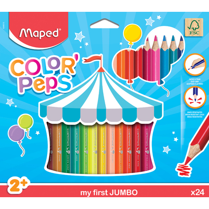 Maped my first Crayons de couleur COLOR'PEPS Jumbo, tui 24