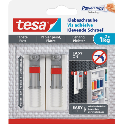 tesa Powerstrips Vis adhsive pour papier peint/pltre,