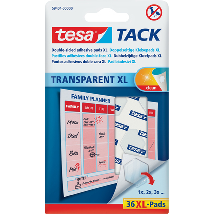 tesa TACK Pastilles adhsives XL, double face, transparent