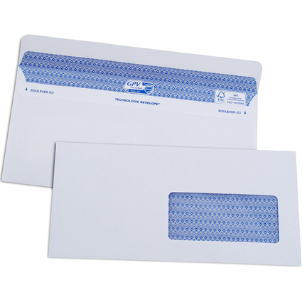 GPV Enveloppes SECURE, 112 x 225 mm, avec fentre, blanc