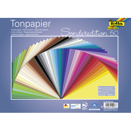 folia Papier de couleur, (L)250 x (H)350 mm, 130g/m2