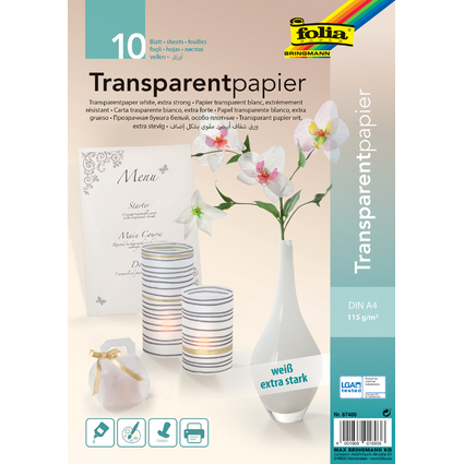 folia Papier transparent, A4, 115 g/m2, blanc