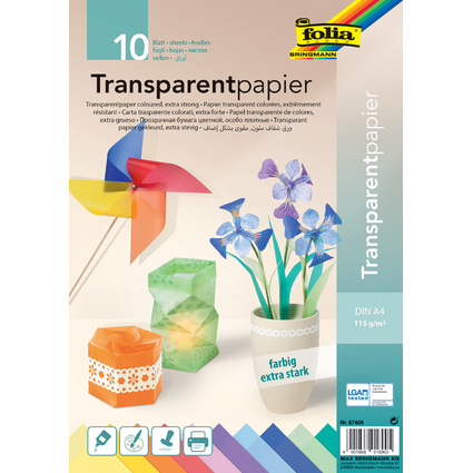 folia Papier transparent, A4, 115 g/m2, assorti