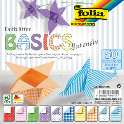 folia Papiers pour le pliage "Basic Intensiv", 150 x 150 mm