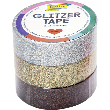 folia Ruban adhsif "Glitter-Tape", argent / or / marron